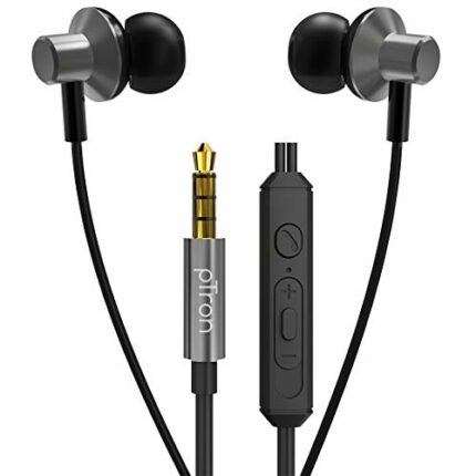 pTron Pride Lite in-Ear Wired Earphones with in-line Mic, 10mm Dynamic Driver, Immersive Sound, Metal Buds, Compatible with 3.5mm Aux Port & 1.2m Tangle-Free Cable (Gray)