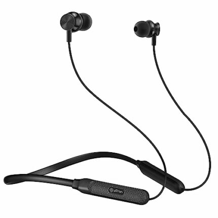 pTron Tangent Duo in-Ear Wireless Headphones with Mic, 13mm Driver, Bluetooth V5.2, Dual Device Pairing, Fast Charging Type-C Wireless Neckband, Voice Assistant & IPX4 Water Resistant (Jet Black)