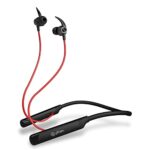 pTron Tangent Sports, 60Hrs Playtime, ENC BT5.2 Headphone, AptSense 40ms Low Latency Gaming, Punchy Bass, Dual Device Pairing, in-Ear Wireless Earphone, HD Mic, Type-C Fast Charging & IPX4 (Black/Red)