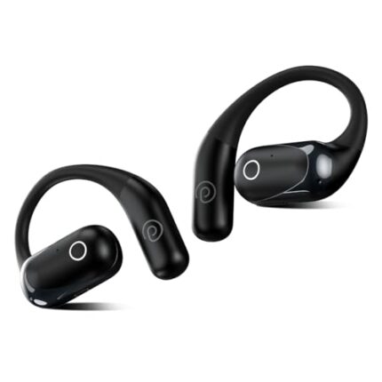 pTron Zenbuds Evo X2 Pro Open Ear Wireless Earbuds, SafeBeats Design, 4 QuadPro Mics with ENC Calls, 60H Playtime, Wraparound Audio, BT5.3 Headphones, Touch Control & Type C Fast Charging (Black)