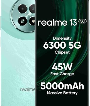 realme 13 5G (Speed Green, 8GB RAM, 256GB Storage) | Expandable Upto 2TB | Up to 18GB Dynamic RAM | 50MP AI Dual Camera | 6.72" AMOLED Display | 45W Ultra Charging DAK | Dimensity 6300 Processor