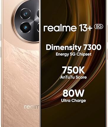 realme 13+ 5G (Victory Gold, 8GB RAM, 128GB Storage) | Expandable Upto 2TB | Up to 18GB Dynamic RAM | 50MP AI Dual Camera | 6.67" AMOLED Display | 80W Ultra Charging DAK | Dimensity 7300E Processor
