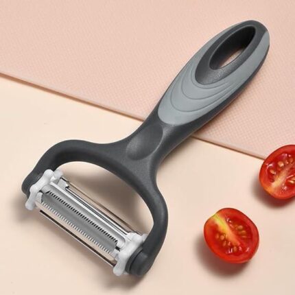 10Club 3 in 1 Rotary Multi-Functional Peeler, Suitable for Vegetable and Fruit, with Serrated Blade + Straight Julienne Stainless Steel, Anti-Slip Handle Design, Slicer Kitchen