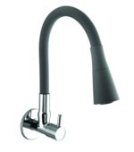 10X Sink Tap for Kitchen BL-9876 Flexible Neck Dual Flow Grey Color 2 Function Shower Flow/Foam Flow Wall Mount, Chrome