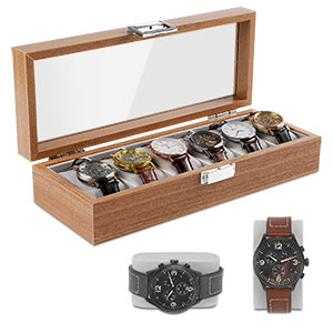 Wooden Watch Storage Box with Large Glass Display Men's and Women's