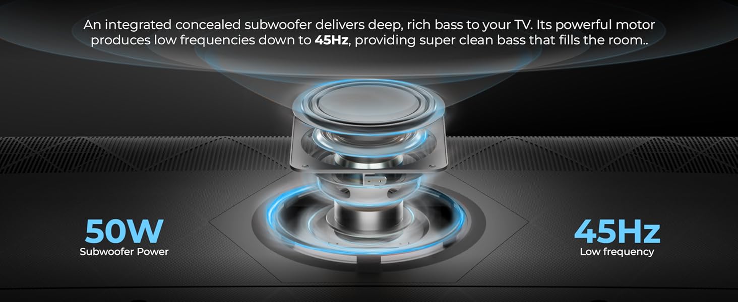 Subwoofer, 50W, Boombastic Sound, Clear Audio, Multi Channel, Dolby Audio