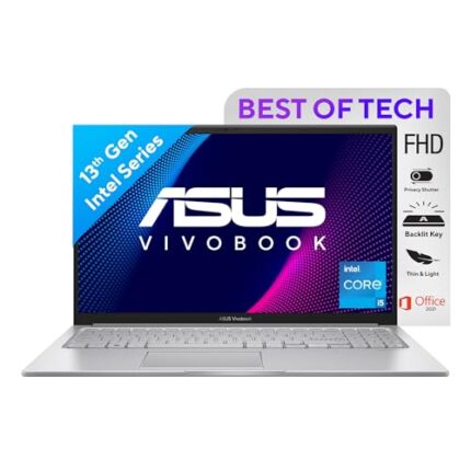 ASUS Vivobook 15 (2023), Intel Core i5-1335U 13th Gen, 15.6" (39.62 cms) FHD, Thin and Light Laptop (8GB/512GB SSD/Intel Iris Xᵉ/Win 11/Office 2021/Backlit KB/Silver/1.7 kg), X1504VA-NJ522WS