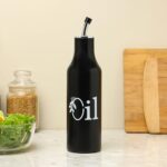 dudki 1 Litre Stainless Steel Oil Pourer | Oil Dispenser For Kitchen | Cooking Oil Bottle For Kitchen | Cooking, Home, Restaurant (Black)