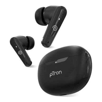 pTron Bassbuds Astra in-Ear TWS Earbuds with Stereo Sound, 34Hrs Playtime, Stereo Calls, Bluetooth V5.3 Headphones with Quick Pairing, Touch Control, Voice Assistant, Type C Charging & IPX4 (Black)