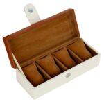 Leather World Watch Box Holder Organizer Case in 4 Slots of Watches for Men and Women (Tan p)