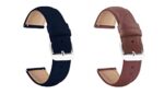 ACM Pack of 2 Watch Strap Leather Belt compatible with Fire-Boltt Invincible Plus Bsw097 Smartwatch Casual Classic Band (Blue/Brown)