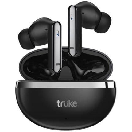 truke New Launched Q1 Lite True Wireless in Ear Earbuds, 48H Playtime Ear Buds, Crystal-Clear Calls, Fast Charging, Elegant Royal Design, Bluetooth 5.4, Noise Cancellation, Gaming Mode (Silver)