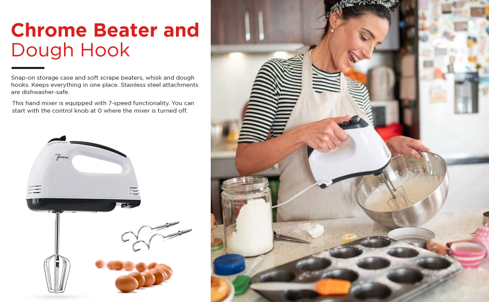 Easymart Electric Hand Mixer and Blenders with Chrome Beater and Dough Hook Stainless Steel SPN-REEF