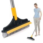 2 in 1 Bathroom Cleaning Brush with Wiper Tiles Cleaning Bathroom Brush Floor Scrub Brush with Long Handle 120° Rotate Home Kitchen Bathroom Cleaning Brush (2 in 1 Mop)