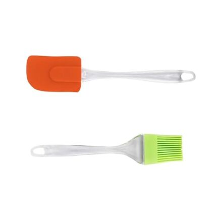 2 in 1 Combo of Big Brush & Spatula Set for Pastry, Cake Mixer, Decorating, Cooking, Baking, Grilling Tandoor | Bakeware Combo | Kitchen Tool Set