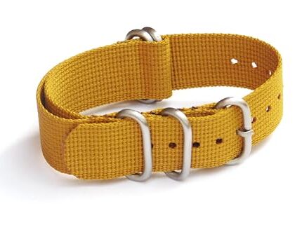 20mm Stech Nylon NATO Strap for Watch (Yellow/Haldiya) 5 Rings 25cms Length