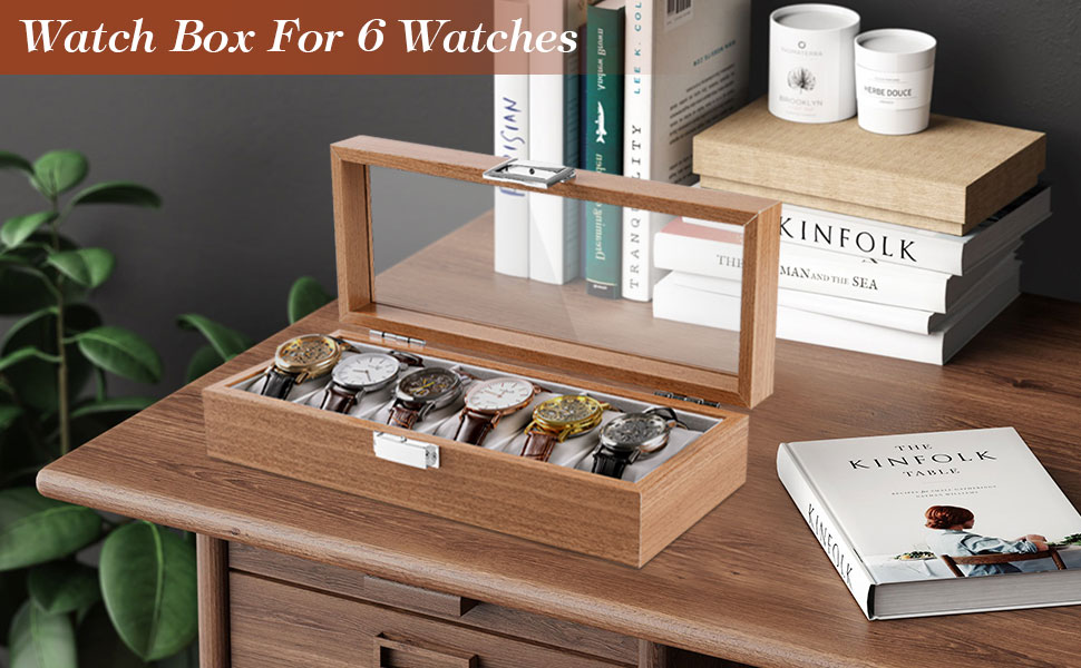 watch box organizer 6 slots wrist storage men women holder case jewelry bracelet collection 