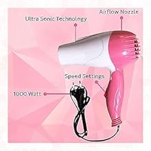 KINOKI 1000 Watts Foldable Hair Dryer with 2 Speed Control for Women and Men