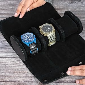 Vegan Leather Watch Box Roll Organizer for Men & Women