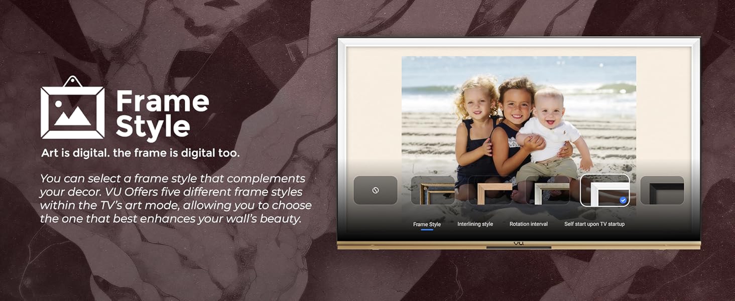 Frame Style, Customized Frame option, ART Mode, Digital Frame 