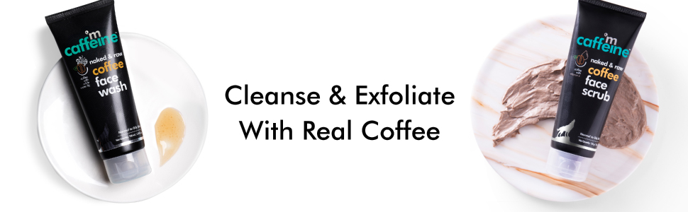 cleanse exfoliate with real coffee anti pollution kit face wash face scrub mcaffeine