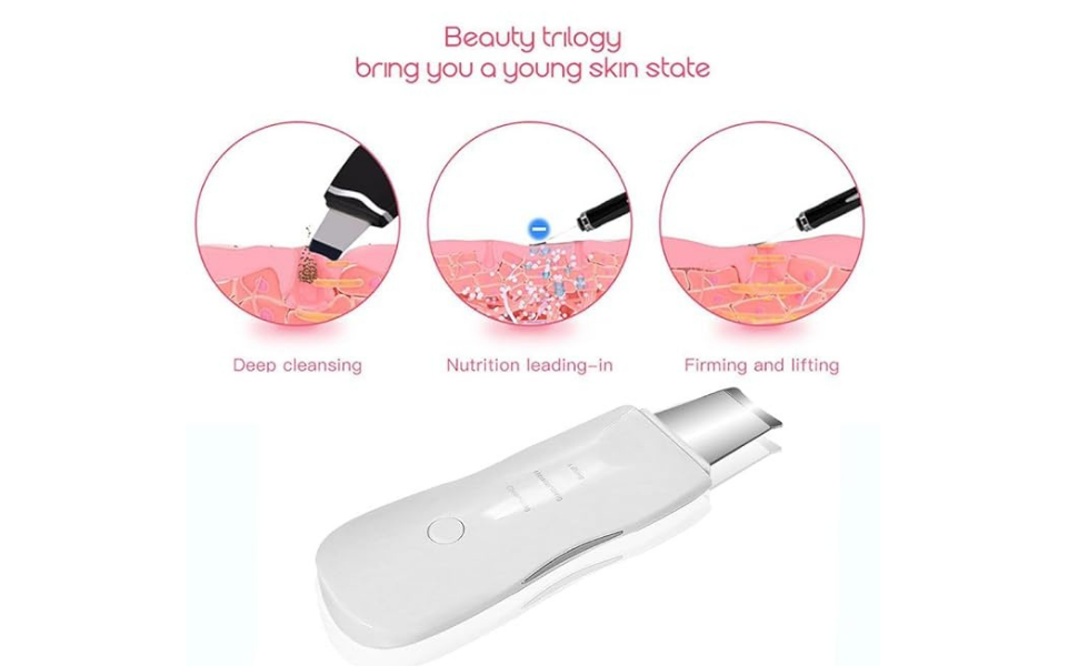 Ultrasonic Facial Kit Skin Scrubber Machine and Pores Cleanser with 3 Modes