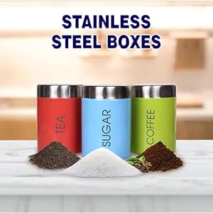 TEA COFFEE SUGAR STEEL DABBA