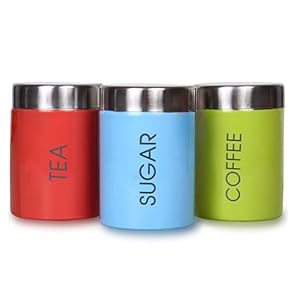 TEA COFFEE SUGAR CANISTER STEEL