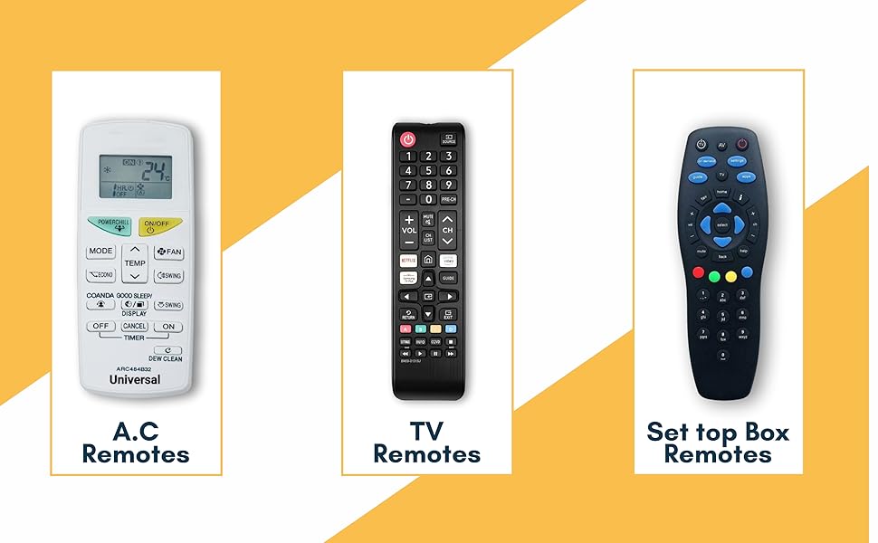 Ac remote, TV remote, set top box remote, projector remote, home theater Remote