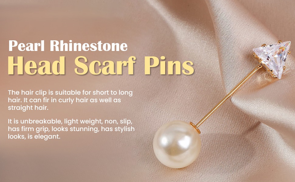 NANDANA COLLECTIONS Head Scarf Pins Women Garment Accessories Muslim Pearl 