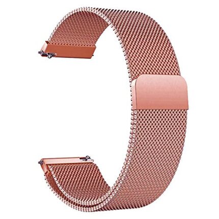 ACM Watch Strap Magnetic Loop Compatible with Fire-Boltt Phoenix Pro Bsw100 Smartwatch Luxury Metal Chain Band Rose Gold Pink