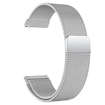 ACM Watch Strap Magnetic Loop compatible with Fire-Boltt Invincible Plus Bsw097 Smartwatch Luxury Metal Chain Band Silver