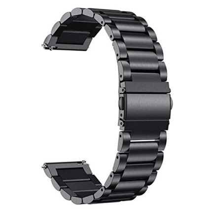 ACM Watch Strap Stainless Steel Metal 22mm Compatible with Xiaomi Mi Watch Revolve Smartwatch Belt Luxury Band Royal Black