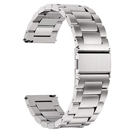 ACM Watch Strap Stainless Steel Metal 22mm compatible with Fossil Gen 5 Carlyle Smartwatch Belt Luxury Metallic Silver