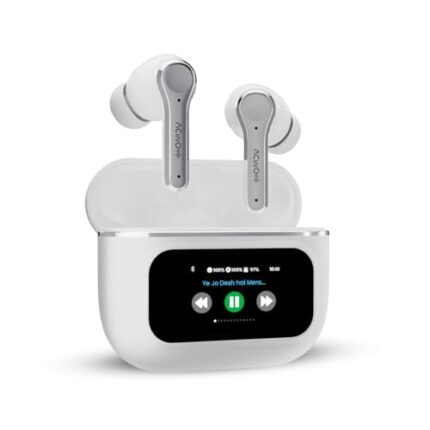 ACwO DwOTS Touch TWS Earbuds | HD Touch Display | 32dB ANC | Transparency Mode | 50 Hrs Playtime | AI-ENC Quad Mics | Find My Earphones | Bluetooth 5.4 | 4 EQ Modes | Platinum White