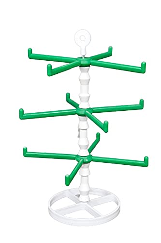 AGA 12 Branches Rotating Bangle Organizer -03 Steps With 04 Leaves Bangle Stand For Your Bangle Collections / Tree Shaped Bangle Holder For Dressing Table (Green)