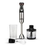 AGARO Grand 1000 Watts Hand Blender With Chopper, Jar & Whisker, 2 Variable Speed Modes & Speed Regulator, Stainless Steel Blades(Black), 400mmx60mm (33635)