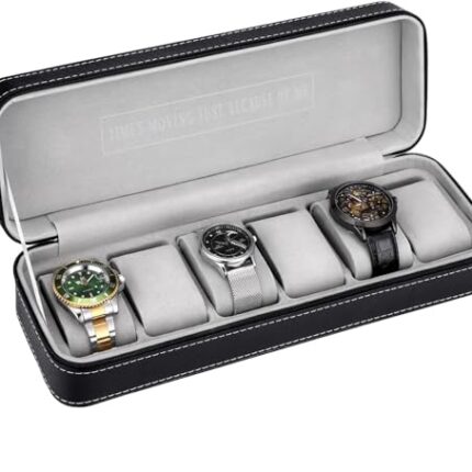 AGUDO stylish watch organizer box zipper case for wardrobe watch storage organiser watch holder box for men wrist watch box(1 pcs) (6 SLOT)