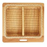 AKWAY Wicker Basket For Modular Kitchen | Rectangular Shape Pull Out Basket (22.5 W (564Mm) X 20 L X 8 H Inches (Single Partition), Beige)(Beechwood)