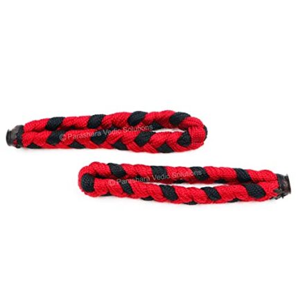 ARKAM Unisex Durga Mahakali Kavach/Mahakali Raksha Kavach/Mahakali Raksha Sutra/Black Red Thread Kavach Bracelet - Set Of 2