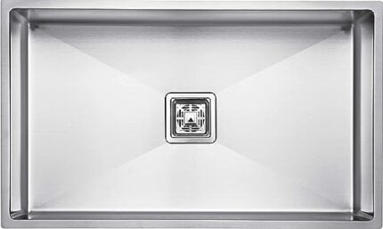 ARQUIN 30" x 18" x 10" Handmade MATT Finish Single Bowl Stainless Steel Kitchen Sinks/Kitchen Basin With Square Drainer and SS Fruit Basket