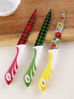 AVMART Stainless Steel Chef's Knife Kitchen Knife Color Printing Santoku Knife & Non-Slip Handle with Blade Cover (Pack of 3)