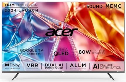 Acer 126 cm (50 inches) Super Series 4K Ultra HD Smart QLED Google TV AR50QDXGU2875AT (Black) 2024 Model