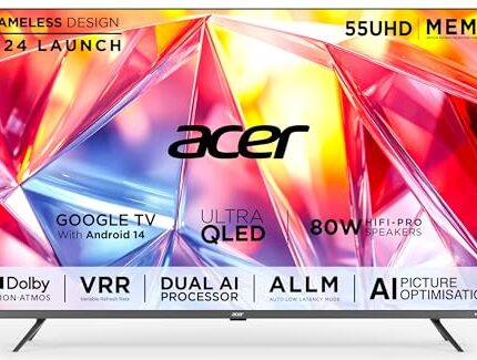 Acer 139 cm (55 inches) Super Series 4K Ultra HD Smart QLED Google TV AR55QDXGU2875AT (Black) 2024 Model
