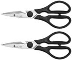 Amazon Brand - Solimo Premium High-Carbon Stainless Steel Detachable Kitchen Scissors Set, Set of 2, Silver