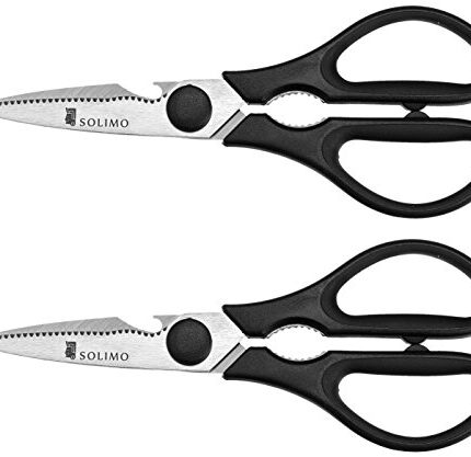 Amazon Brand - Solimo Premium High-Carbon Stainless Steel Detachable Kitchen Scissors Set, Set of 2, Silver
