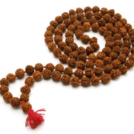 Ankita Gemstones Wood 5 Face Rudraksha Mala, (Brown)