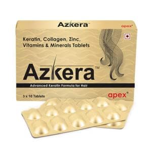 Azkera Tablets Advance Keratin Formula For Hair 3 * 10 (30Tab Pack)