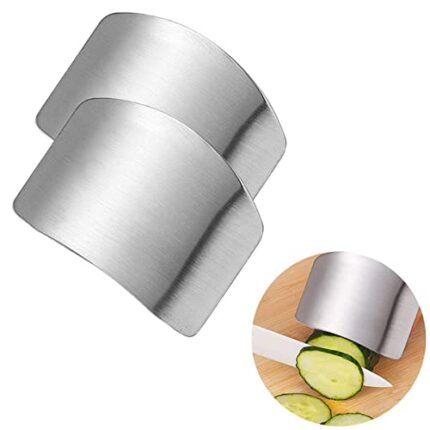 BAGBABY 2 Stainless Steel Finger Guard for Cutting Vegetables Finger Protector Safe Chopping Hand Guard Knife Finger Guard Protection Tool Finger Chopping Safe Slice Kitchen Hand Protector (Pack 2)