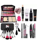 BELLAS TYA 6155 Professional Makeup Kit With 24 Eyeshadow palette, 7 Black Makeup Brush Set, 1 Contour Stick, Primer, Matte Fixer, Foundation,Kajal, 36H, Eyelashes, Eyelashes Curler, Beauty Blender and 3in1 Eyeliner Combo